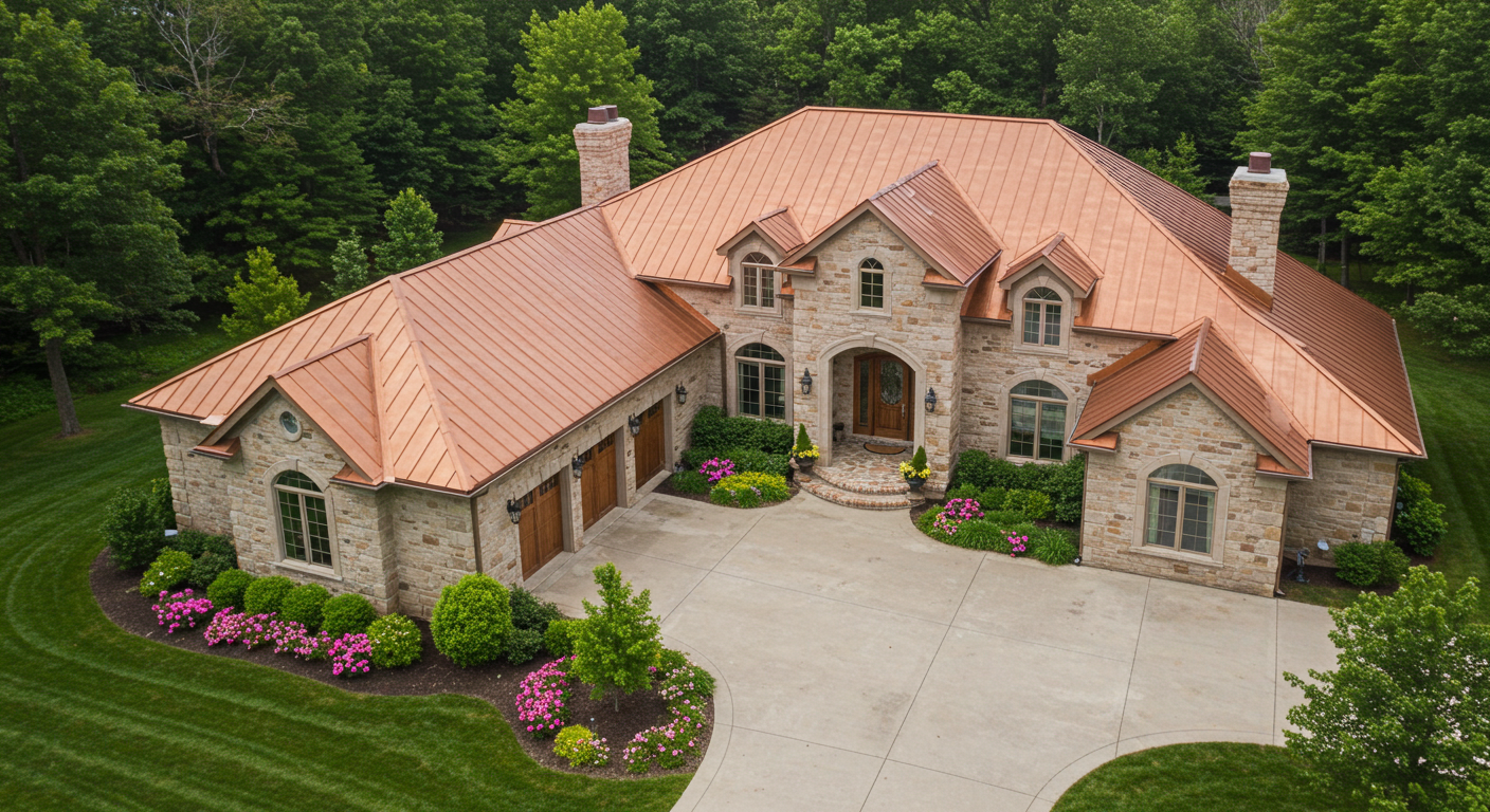 Professional roofing work on residential home